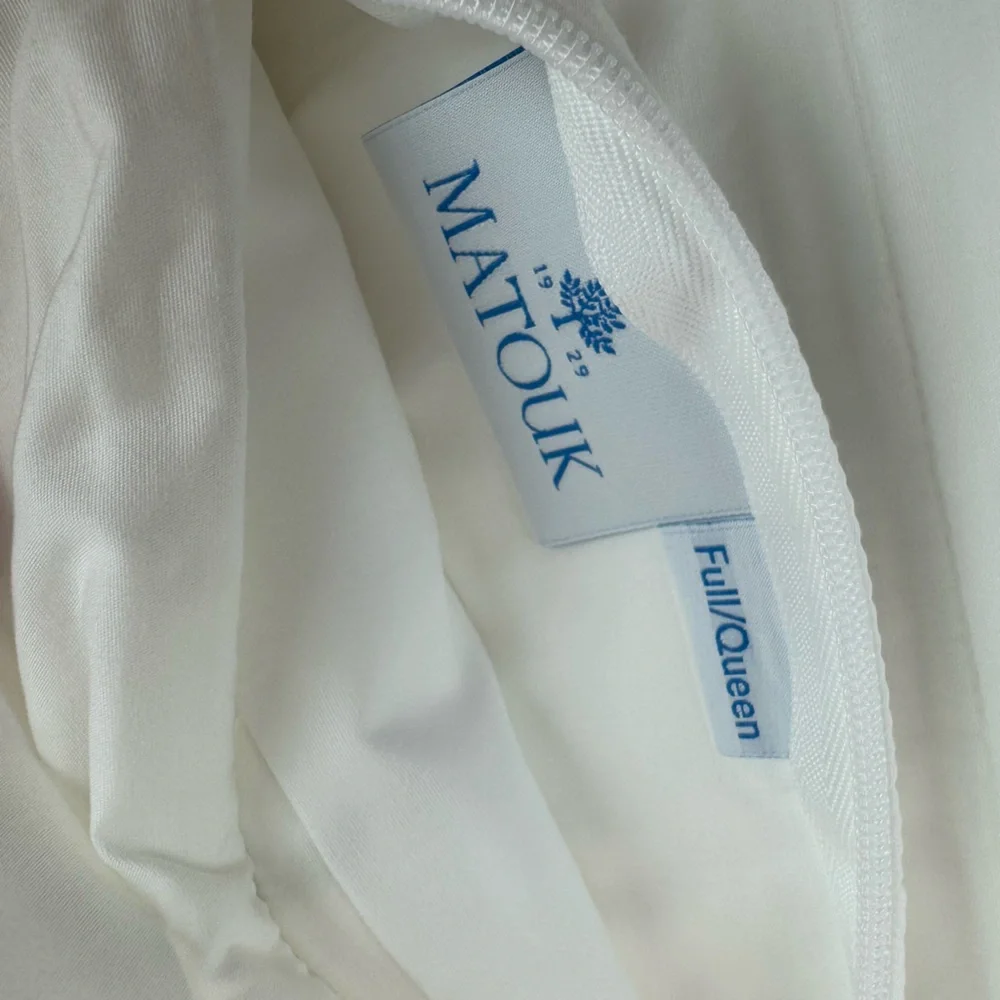 Matouk Astrid Cotton Percale Full/Queen Duvet Cover Set White/Silver - NWT $750